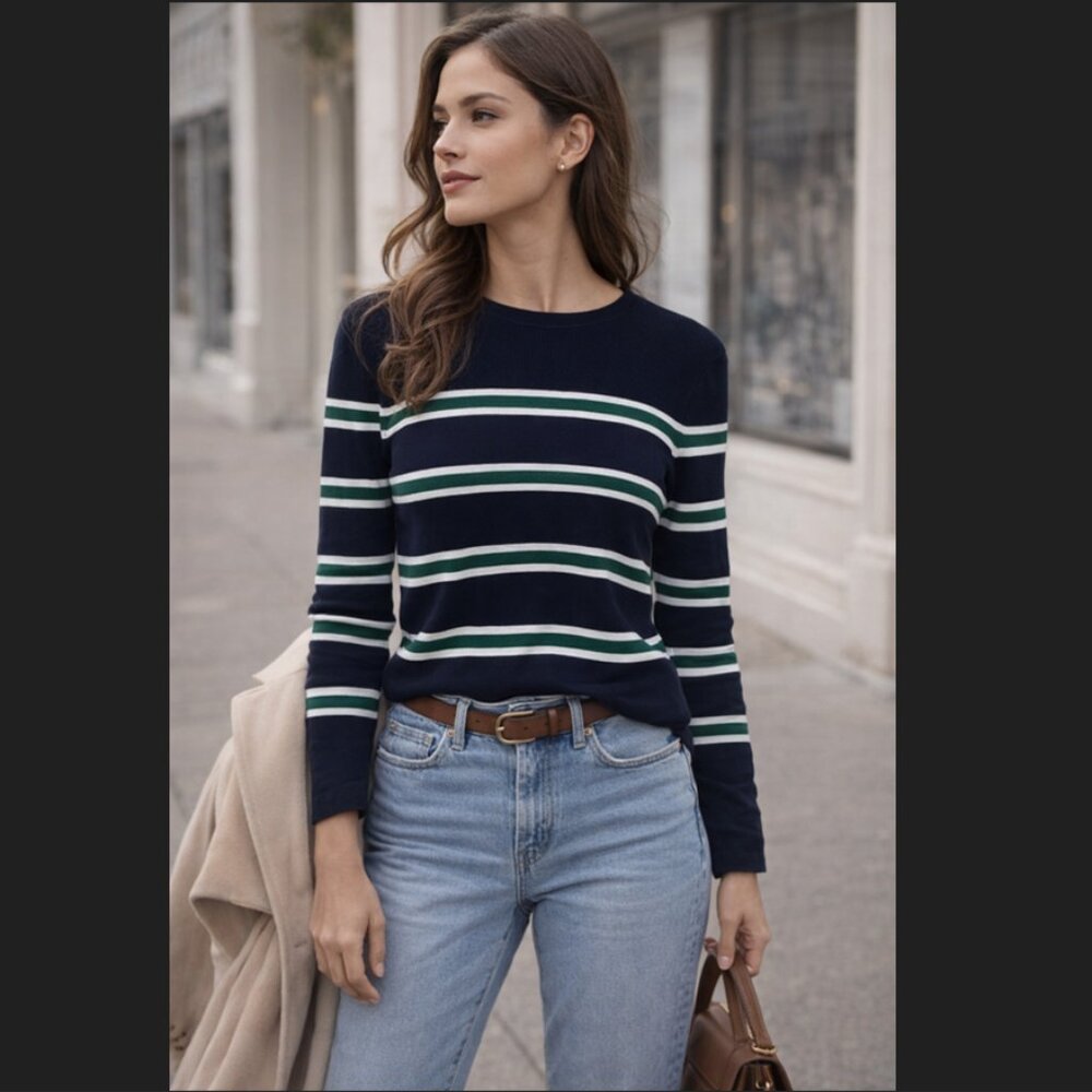 Banana Republic Navy Ribbed Crewneck Sweater